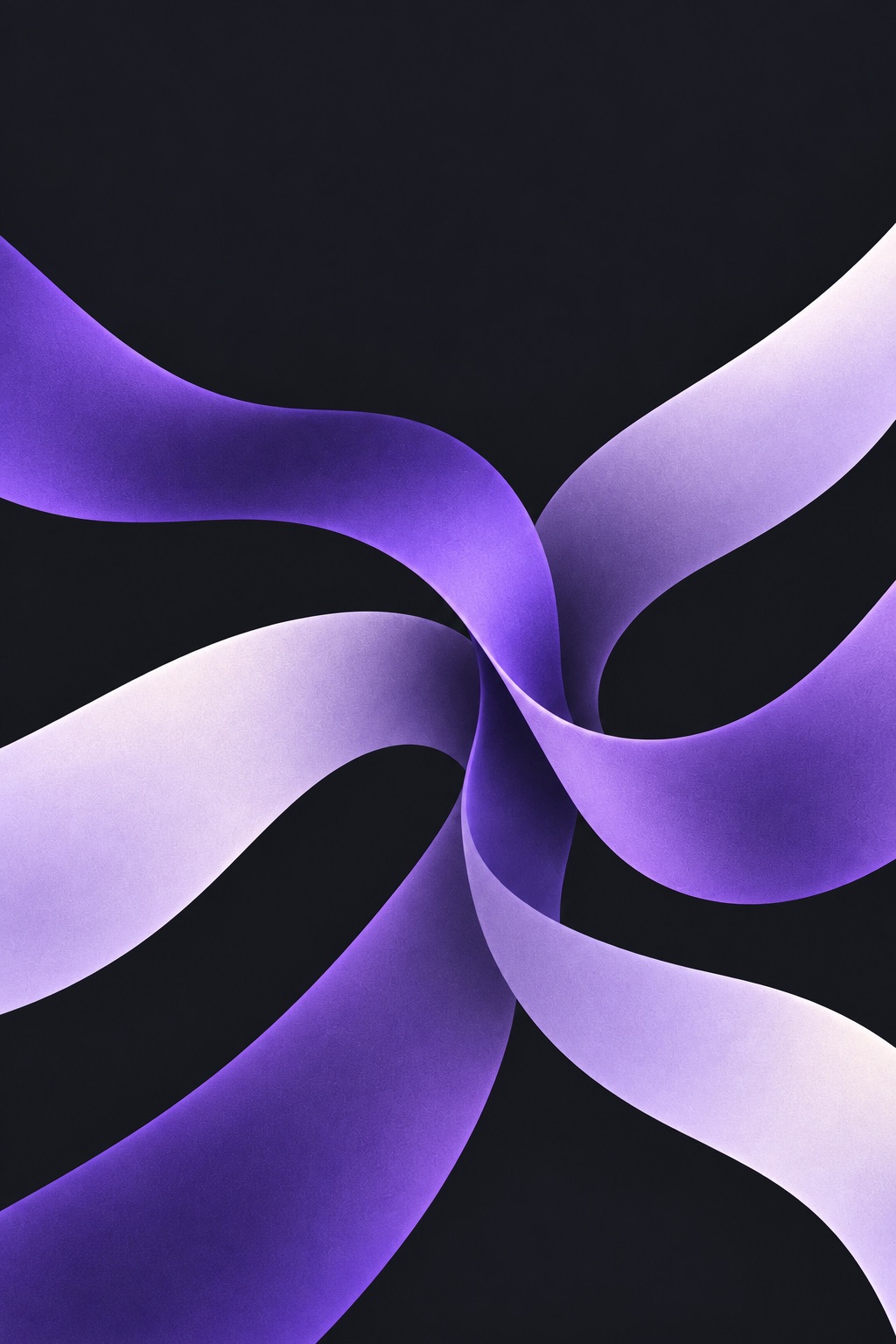 Iris and lilac ribbons twisting together against graphite.